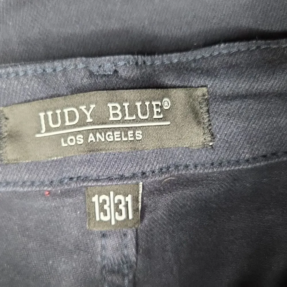 Judy Blue JB88807  Wide Leg  Jeans Women's 13/31 Black Garment Dyed Cropped